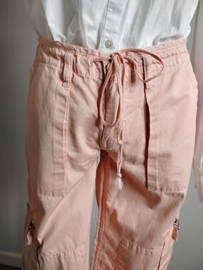 Lucky Brand Cotton Cargo Pants Pastel Peach Pink Low Rise Vintage Y2K Size 10/30